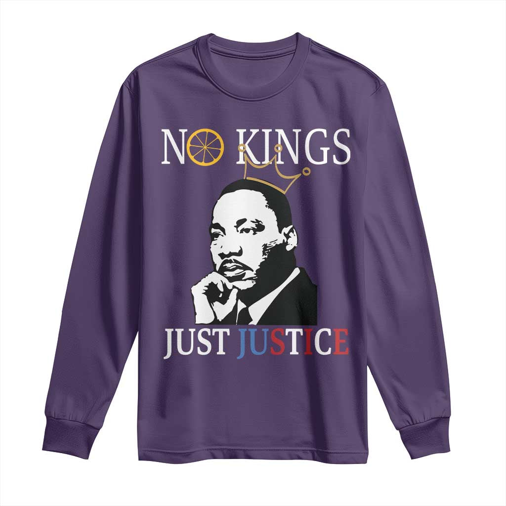 Martin Luther King Jr Long Sleeve Shirt No Kings Just Justice TS14 Purple Print Your Wear