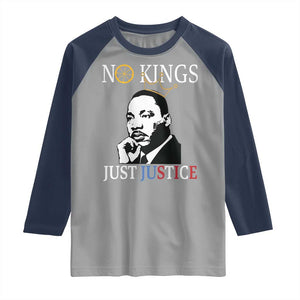 Martin Luther King Jr Raglan Shirt No Kings Just Justice TS14 Sport Gray Navy Print Your Wear