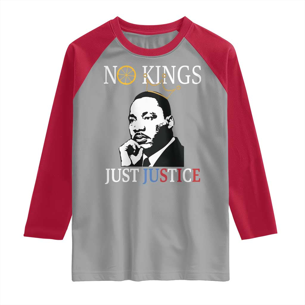 Martin Luther King Jr Raglan Shirt No Kings Just Justice TS14 Sport Gray Red Print Your Wear