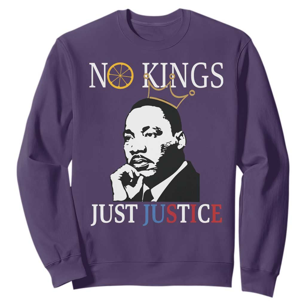 Martin Luther King Jr Sweatshirt No Kings Just Justice TS14 Purple Print Your Wear