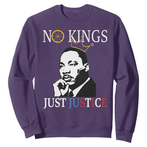 Martin Luther King Jr Sweatshirt No Kings Just Justice TS14 Purple Print Your Wear
