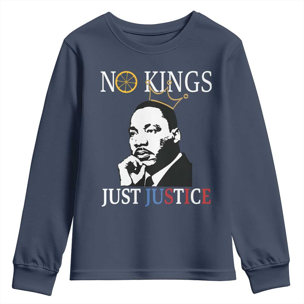Martin Luther King Jr Youth Sweatshirt No Kings Just Justice TS14 Navy Print Your Wear