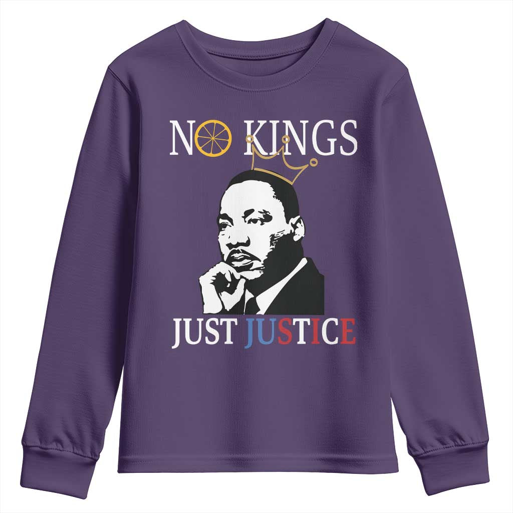 Martin Luther King Jr Youth Sweatshirt No Kings Just Justice TS14 Purple Print Your Wear
