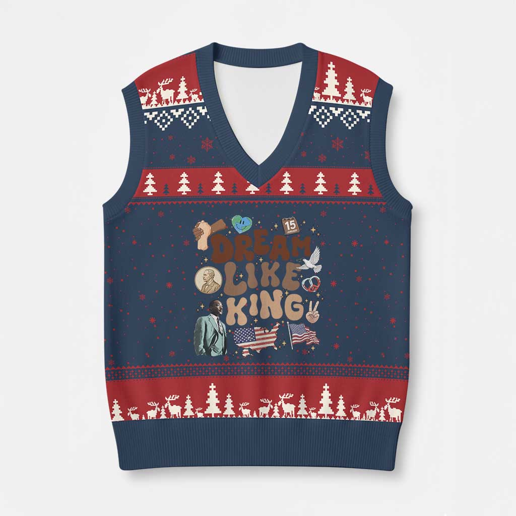 Martin Luther King Jr V-Neck Knit Sweater Vest Black History Melanin African American TS14 Navy Red Print Your Wear