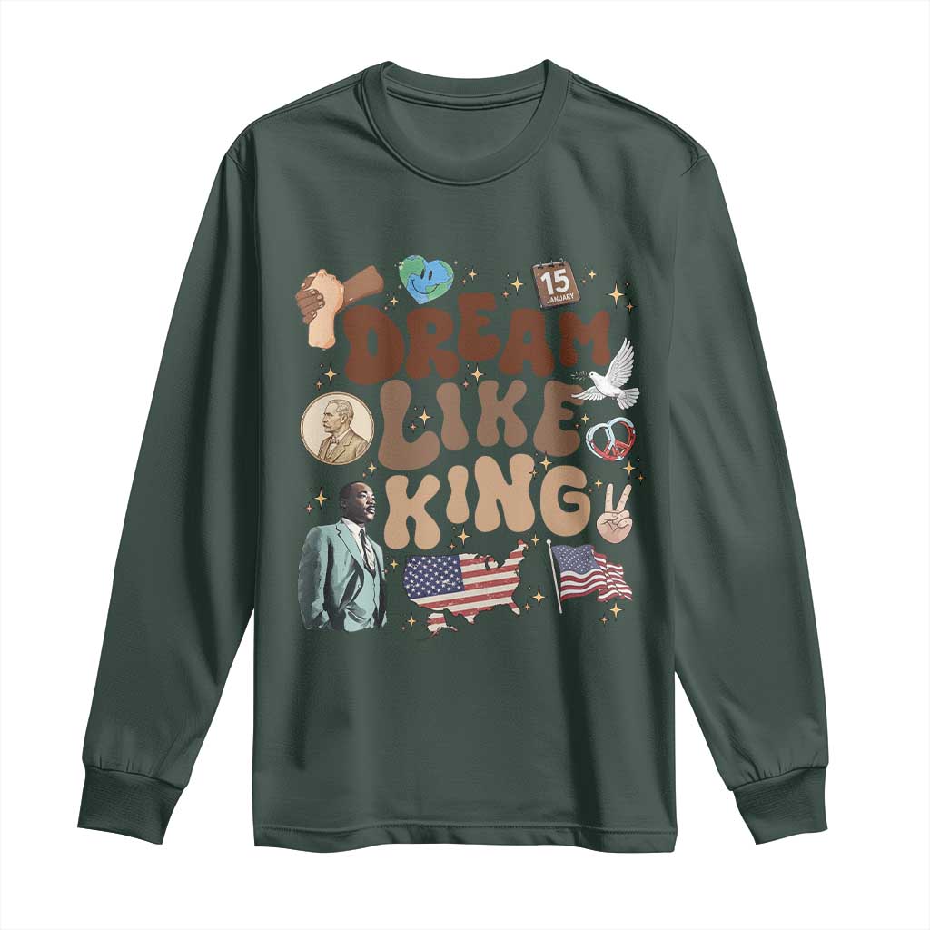 Martin Luther King Jr Long Sleeve Shirt Black History Melanin African American TS14 Dark Forest Green Print Your Wear