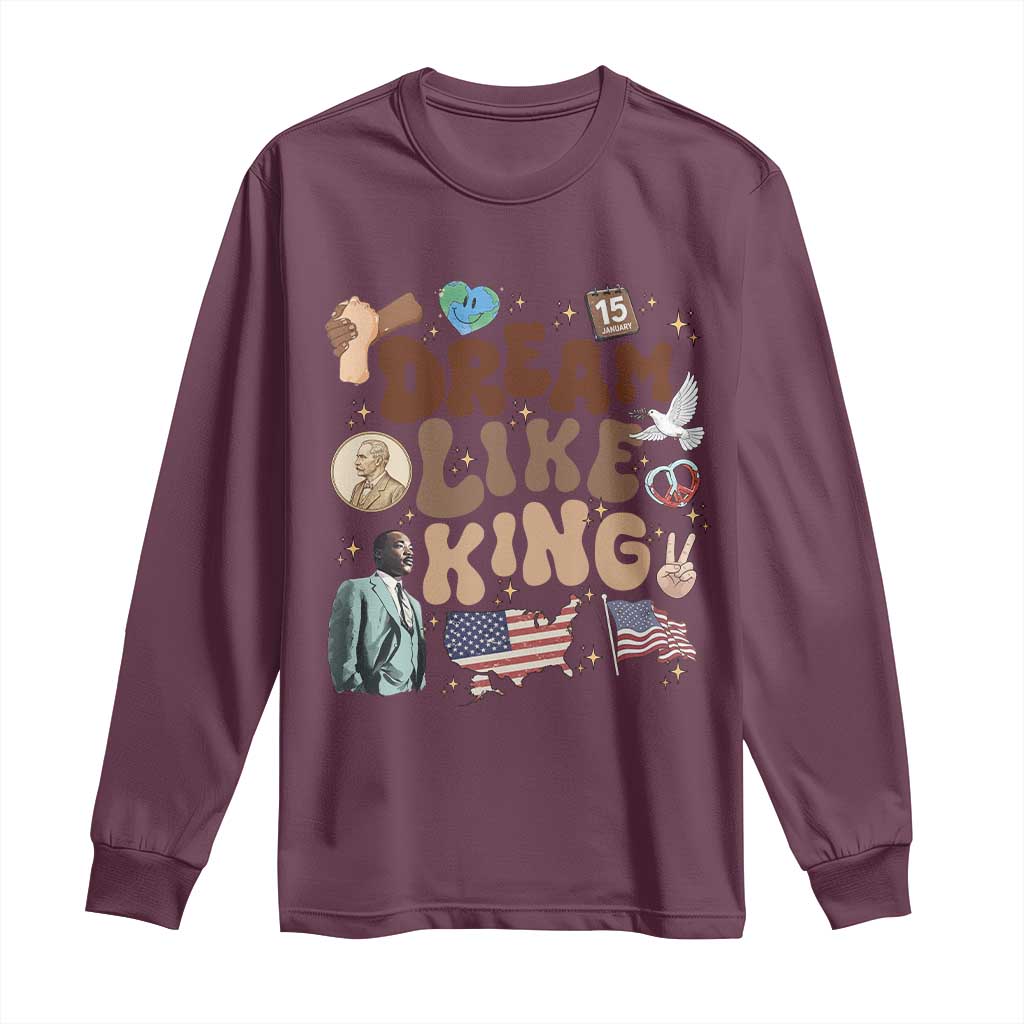 Martin Luther King Jr Long Sleeve Shirt Black History Melanin African American TS14 Maroon Print Your Wear