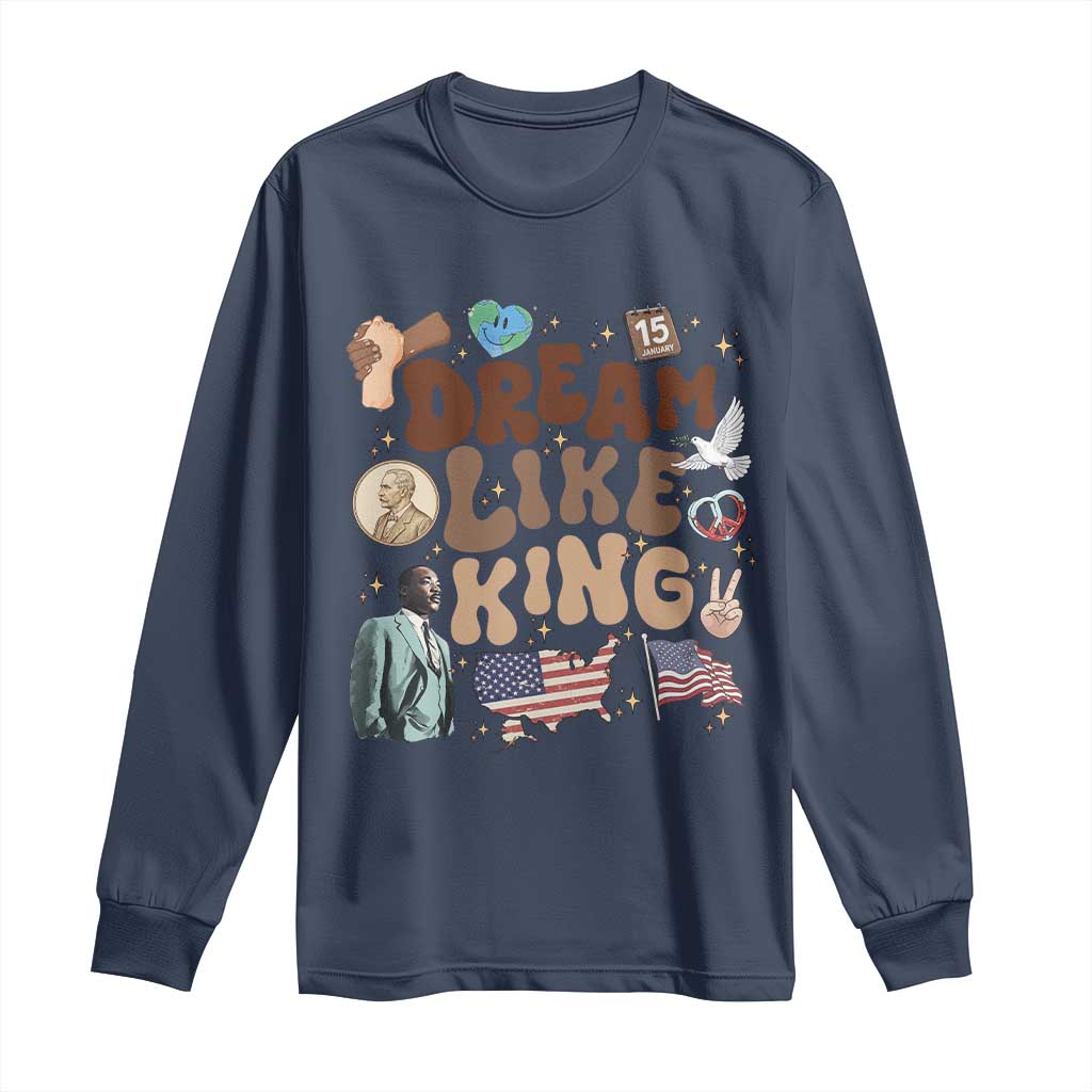 Martin Luther King Jr Long Sleeve Shirt Black History Melanin African American TS14 Navy Print Your Wear