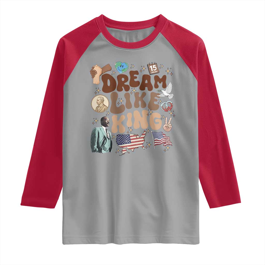 Martin Luther King Jr Raglan Shirt Black History Melanin African American TS14 Sport Gray Red Print Your Wear