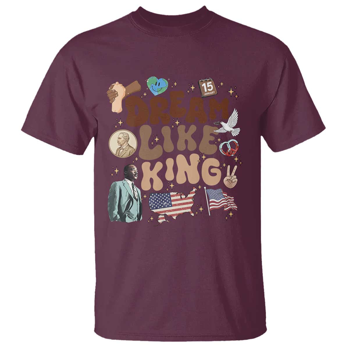 Martin Luther King Jr T Shirt Black History Melanin African American TS14 Maroon Print Your Wear