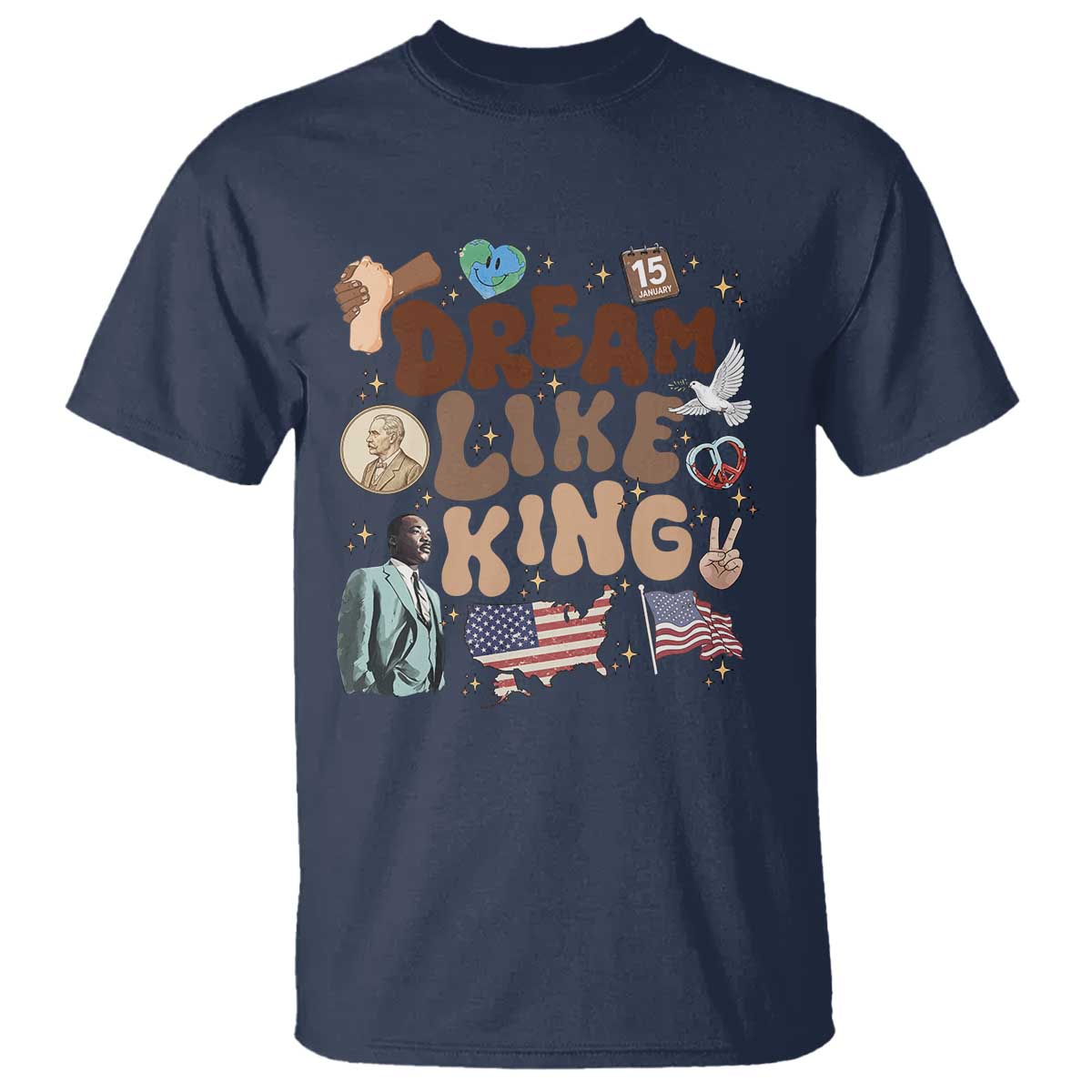 Martin Luther King Jr T Shirt Black History Melanin African American TS14 Navy Print Your Wear