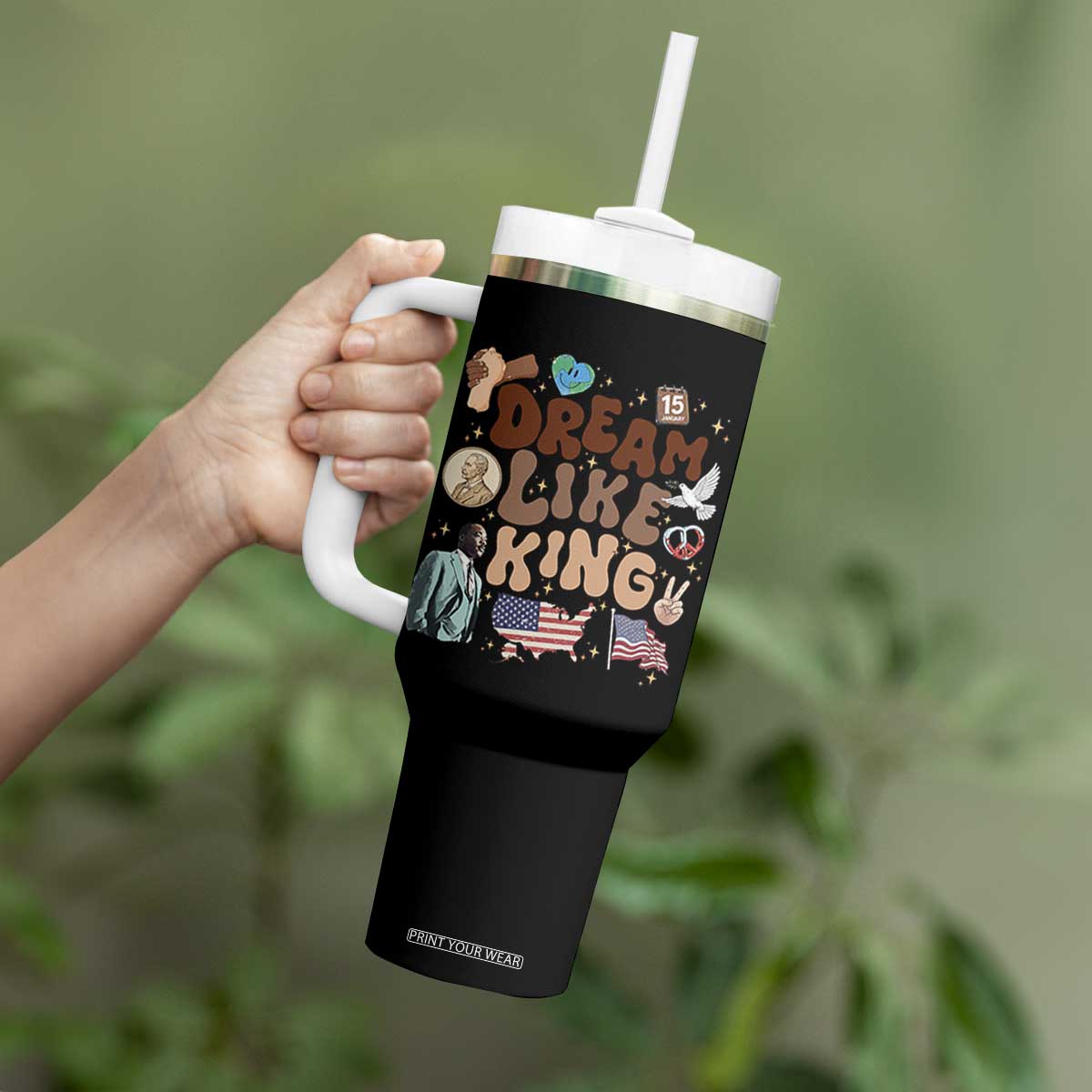 Martin Luther King Jr Tumbler With Handle Black History Melanin African American TS14 Print Your Wear