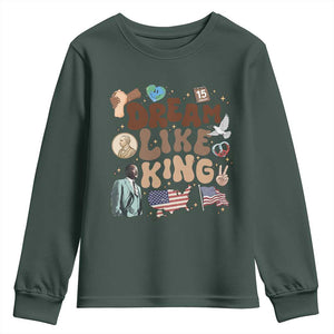 Martin Luther King Jr Youth Sweatshirt Black History Melanin African American TS14 Dark Forest Green Print Your Wear