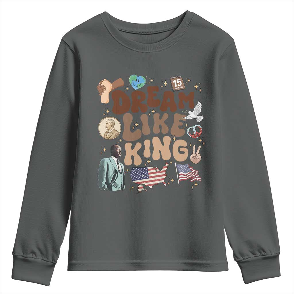 Martin Luther King Jr Youth Sweatshirt Black History Melanin African American TS14 Dark Heather Print Your Wear
