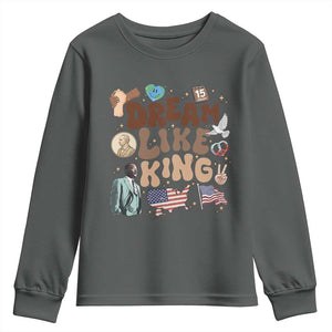 Martin Luther King Jr Youth Sweatshirt Black History Melanin African American TS14 Dark Heather Print Your Wear