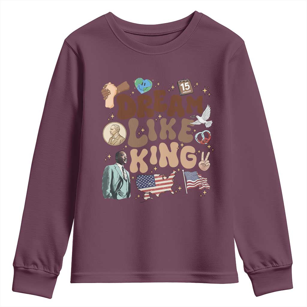 Martin Luther King Jr Youth Sweatshirt Black History Melanin African American TS14 Maroon Print Your Wear