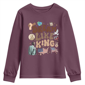 Martin Luther King Jr Youth Sweatshirt Black History Melanin African American TS14 Maroon Print Your Wear