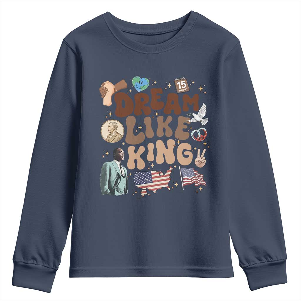 Martin Luther King Jr Youth Sweatshirt Black History Melanin African American TS14 Navy Print Your Wear