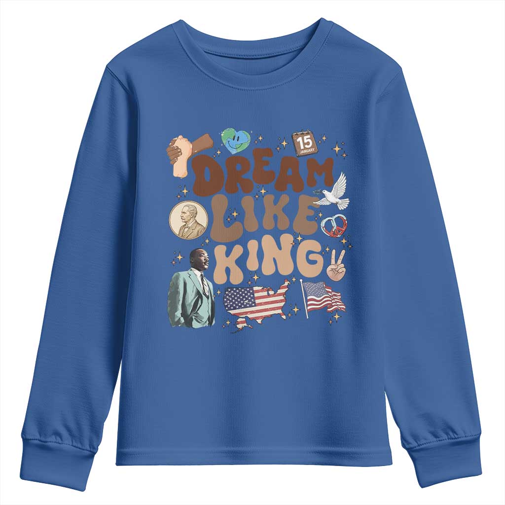 Martin Luther King Jr Youth Sweatshirt Black History Melanin African American TS14 Royal Blue Print Your Wear