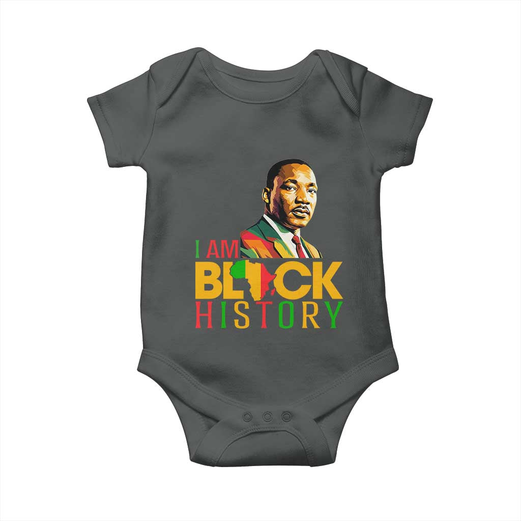 I Am Black History Baby Onesie Martin Luther Jr King African American Pride TS14 Dark Heather Print Your Wear