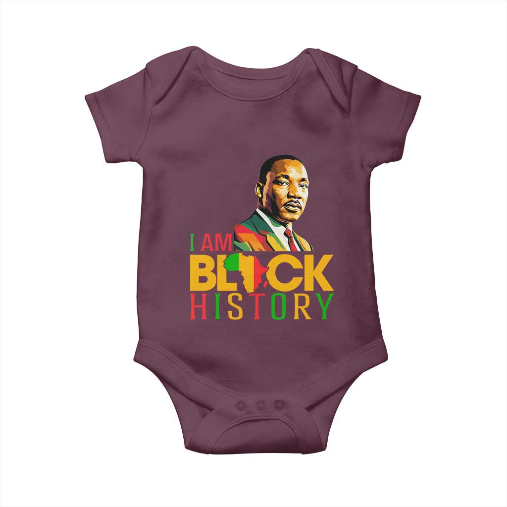I Am Black History Baby Onesie Martin Luther Jr King African American Pride TS14 Maroon Print Your Wear
