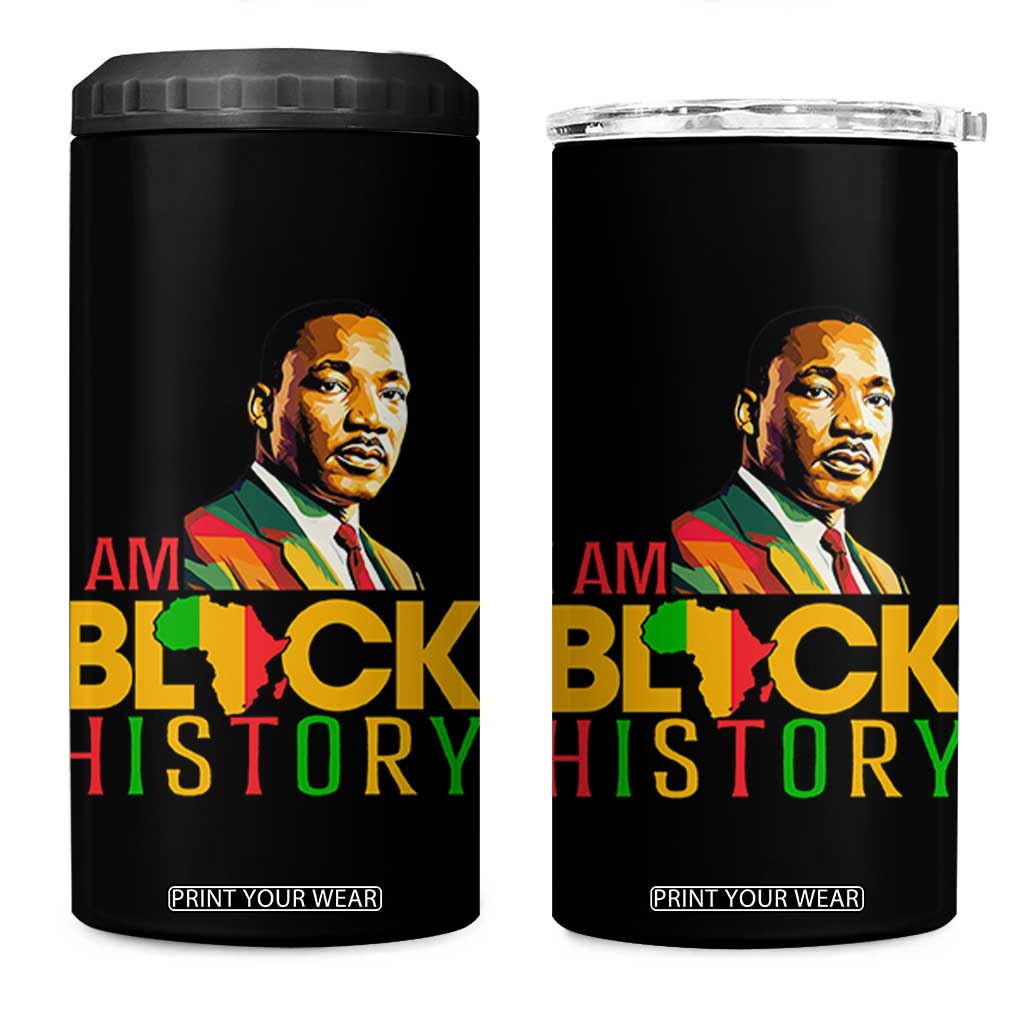 I Am Black History 4 in 1 Can Cooler Tumbler Martin Luther Jr King African American Pride TS14 One Size: 16 oz Black Print Your Wear
