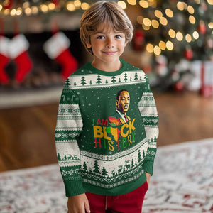 I Am Black History Ugly Christmas Sweater Martin Luther Jr King African American Pride TS14 Forest Green Beige Print Your Wear