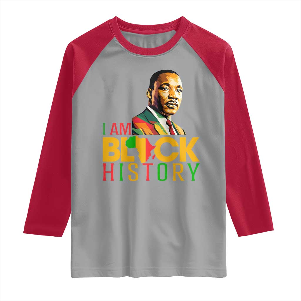 I Am Black History Raglan Shirt Martin Luther Jr King African American Pride TS14 Sport Gray Red Print Your Wear