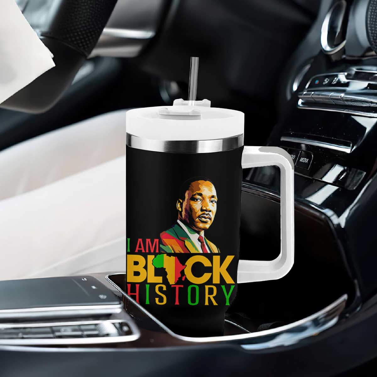 I Am Black History Tumbler With Handle Martin Luther Jr King African American Pride TS14 Print Your Wear