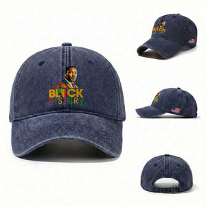 I Am Black History Washed Cotton Baseball Cap Martin Luther Jr King African American Pride TS14 Washed Cap Universal Fit Navy Print Your Wear
