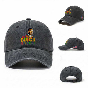I Am Black History Washed Cotton Baseball Cap Martin Luther Jr King African American Pride TS14 Washed Cap Universal Fit Dark Gray Print Your Wear