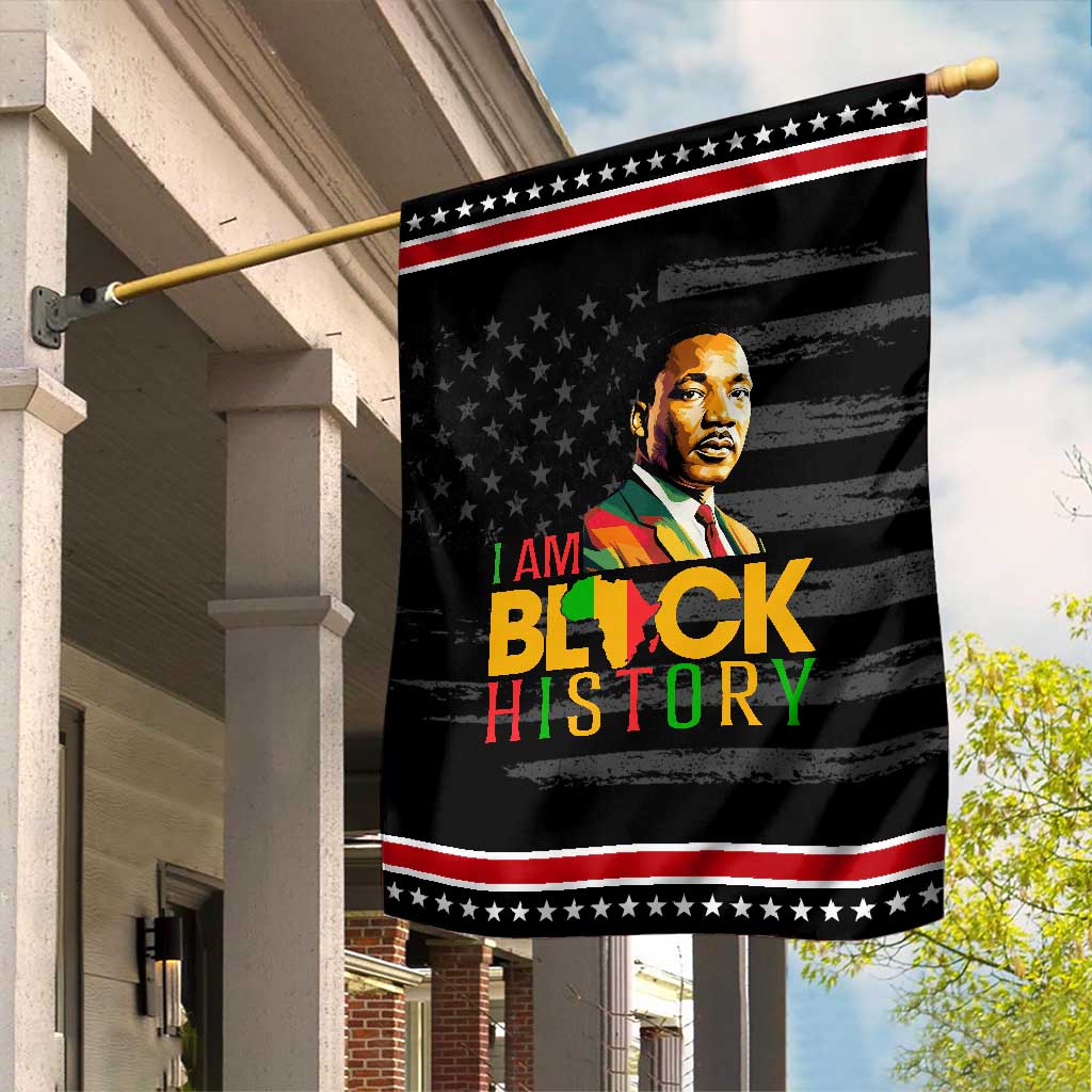 I Am Black History Garden Flag Martin Luther Jr King African American Pride TS14 Distressed Black Red Print Your Wear