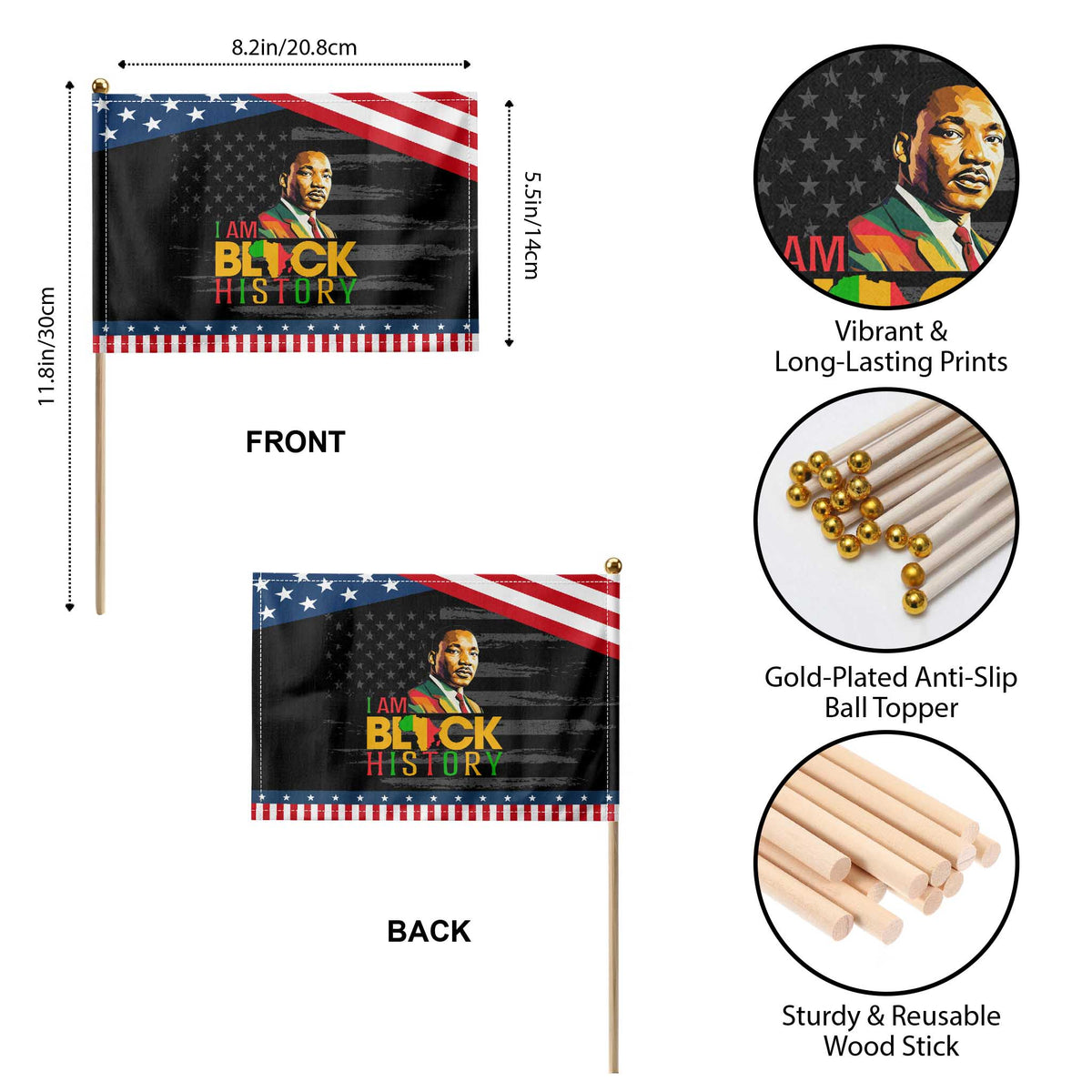 I Am Black History Patriotic Handheld Flag Martin Luther Jr King African American Pride TS14 Print Your Wear