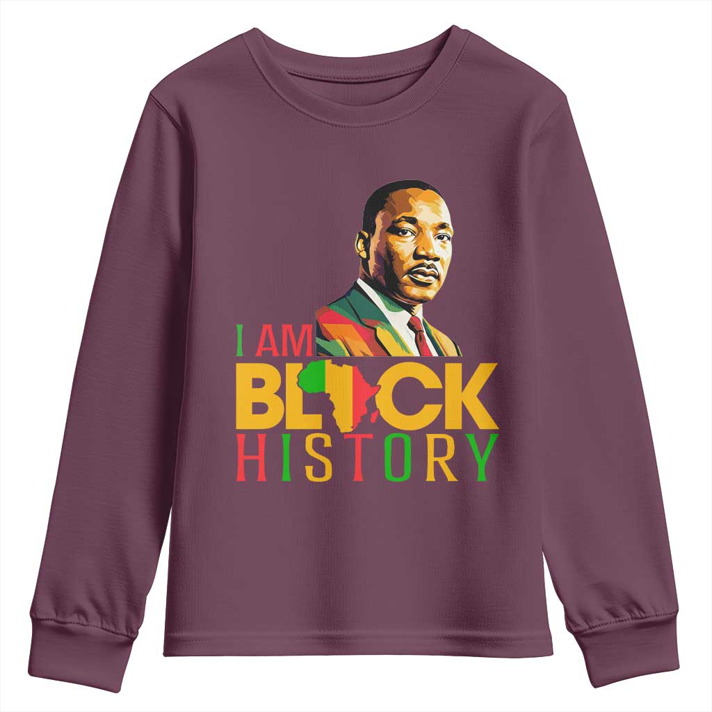 I Am Black History Youth Sweatshirt Martin Luther Jr King African American Pride TS14 Maroon Print Your Wear
