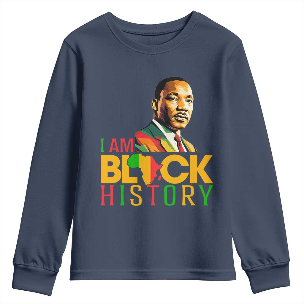 I Am Black History Youth Sweatshirt Martin Luther Jr King African American Pride TS14 Navy Print Your Wear