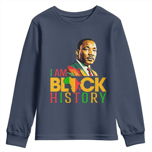 I Am Black History Youth Sweatshirt Martin Luther Jr King African American Pride TS14 Navy Print Your Wear