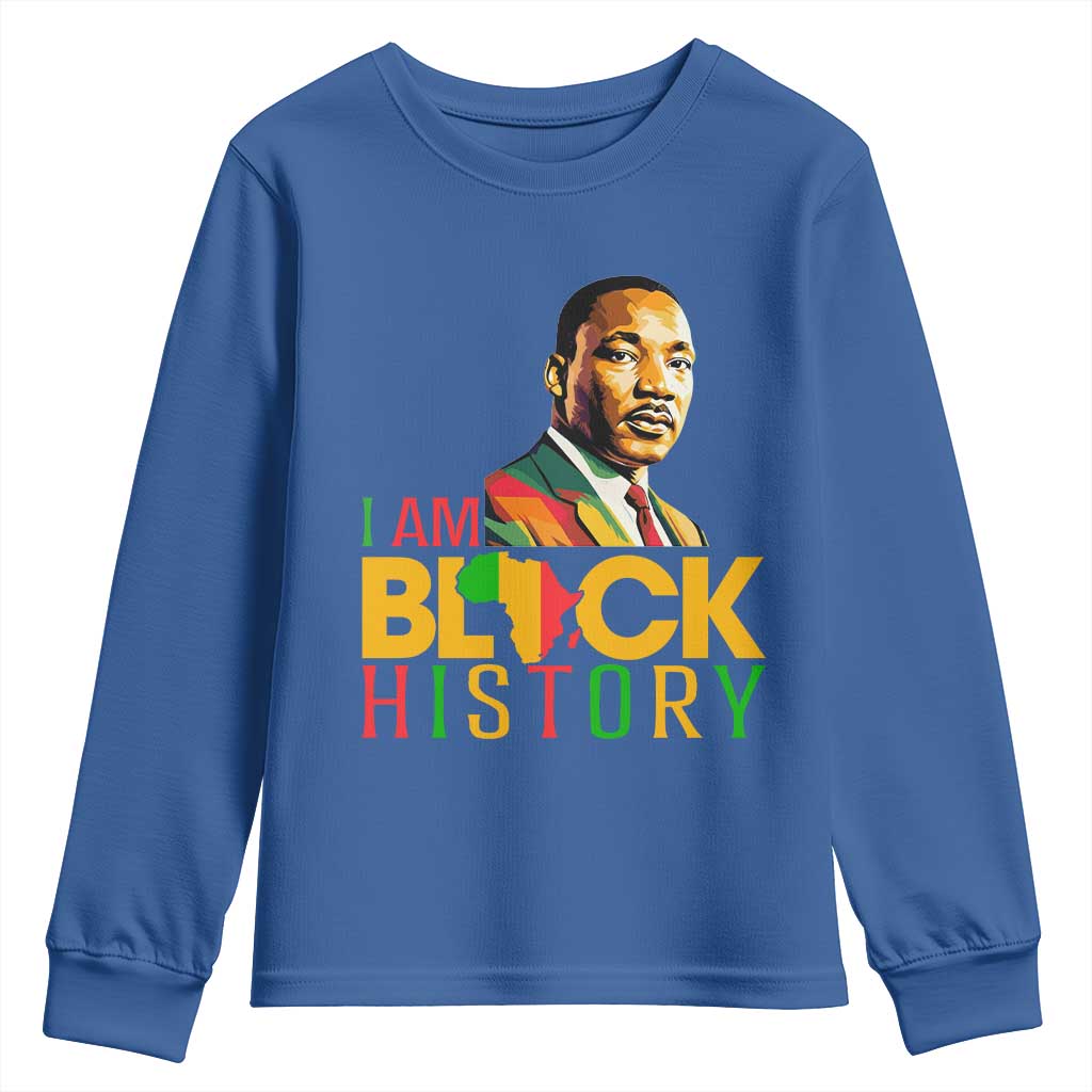 I Am Black History Youth Sweatshirt Martin Luther Jr King African American Pride TS14 Royal Blue Print Your Wear