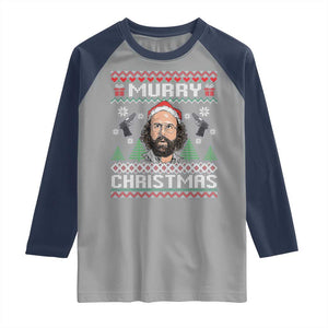 Murray Christmas Raglan Shirt Funny Stranger Holiday Meme TS14 Sport Gray Navy Print Your Wear