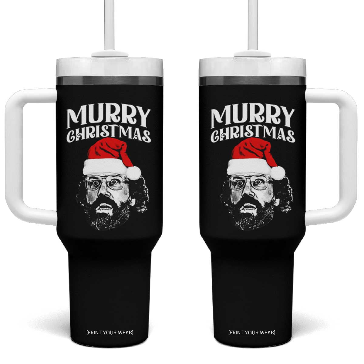 Murray Christmas Tumbler With Handle Funny Stranger Xmas TS14 One Size: 40 oz Black Print Your Wear
