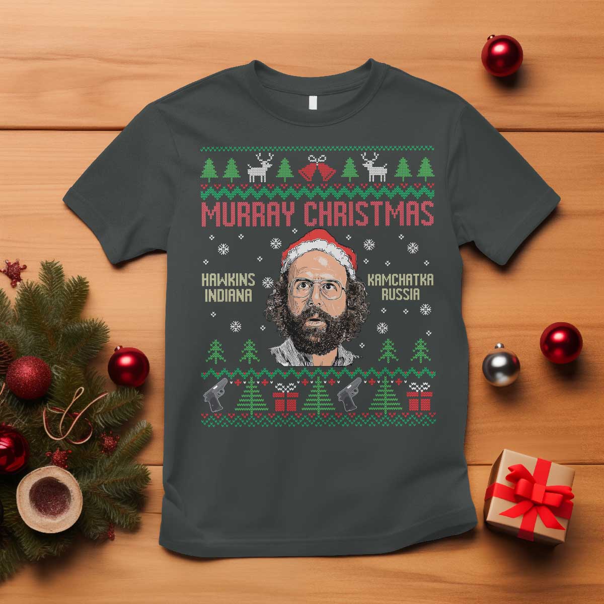 Stranger Christmas T Shirt Funny Murray Hawkins TS14 Dark Heather Print Your Wear