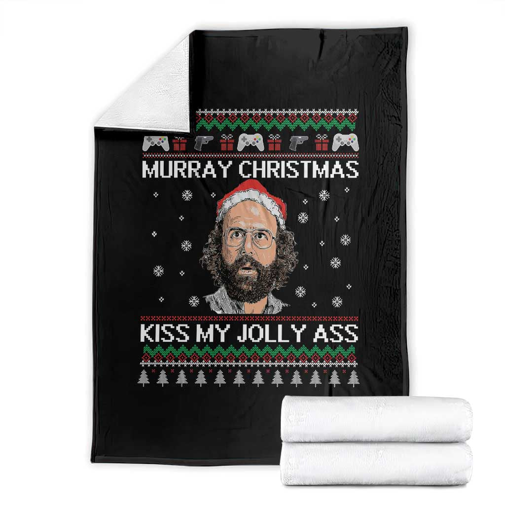 Stranger Christmas Throw Blanket Santa Murray Kiss My Jolly Ass TS14 Black Print Your Wear