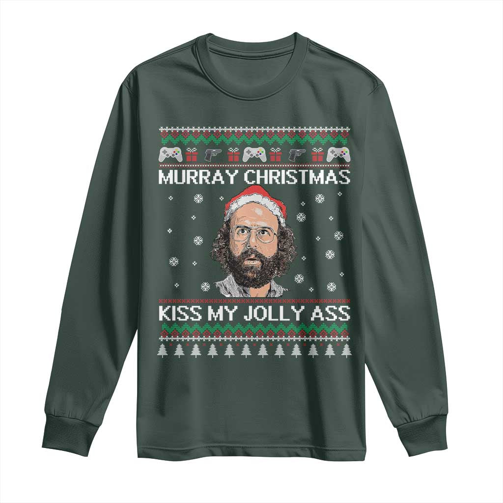 Stranger Christmas Long Sleeve Shirt Santa Murray Kiss My Jolly Ass TS14 Dark Forest Green Print Your Wear