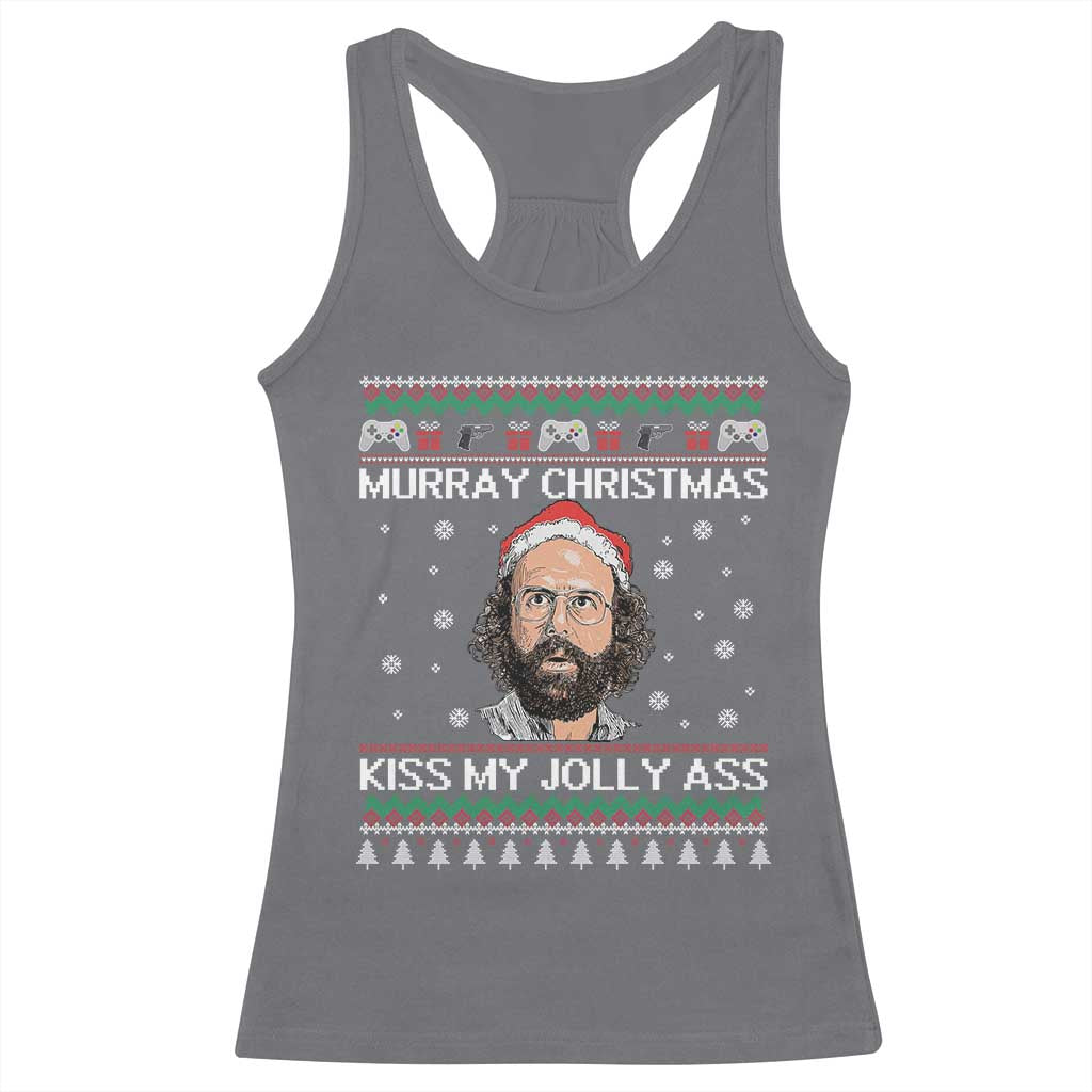Stranger Christmas Racerback Tank Top Santa Murray Kiss My Jolly Ass TS14 Charcoal Print Your Wear