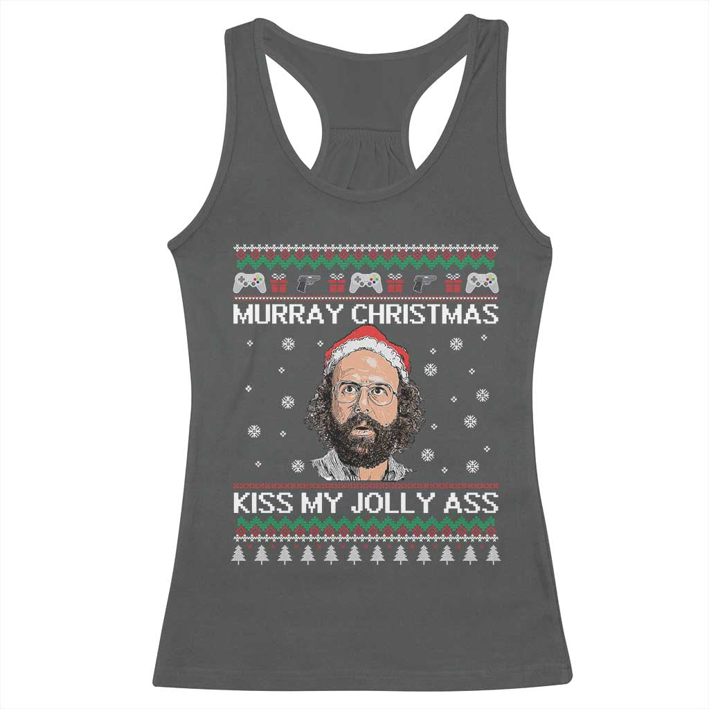 Stranger Christmas Racerback Tank Top Santa Murray Kiss My Jolly Ass TS14 Dark Heather Print Your Wear