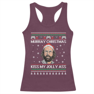Stranger Christmas Racerback Tank Top Santa Murray Kiss My Jolly Ass TS14 Maroon Print Your Wear
