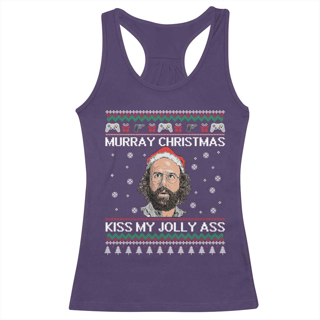 Stranger Christmas Racerback Tank Top Santa Murray Kiss My Jolly Ass TS14 Purple Print Your Wear