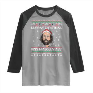 Stranger Christmas Raglan Shirt Santa Murray Kiss My Jolly Ass TS14 Sport Gray Black Print Your Wear