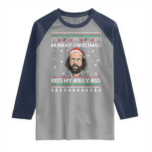 Stranger Christmas Raglan Shirt Santa Murray Kiss My Jolly Ass TS14 Sport Gray Navy Print Your Wear