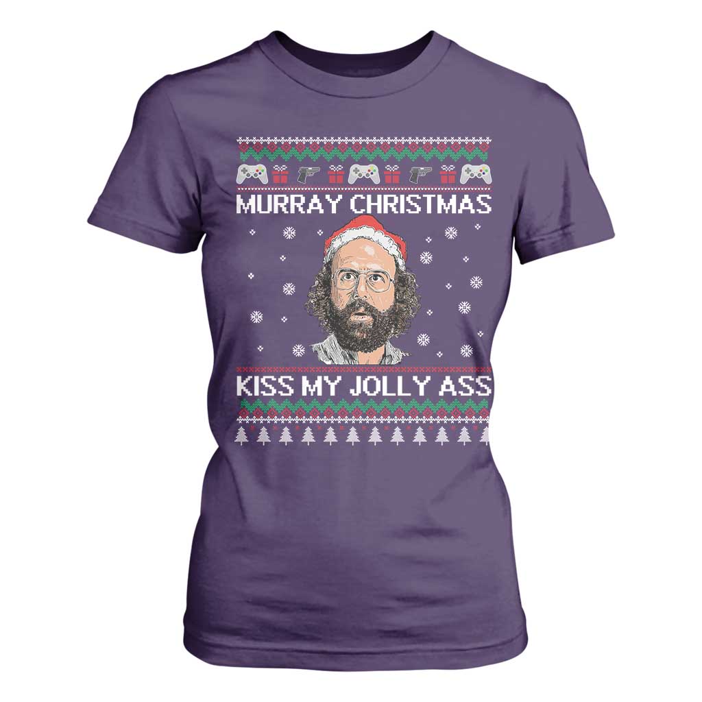 Stranger Christmas T Shirt For Women Santa Murray Kiss My Jolly Ass TS14 Purple Print Your Wear