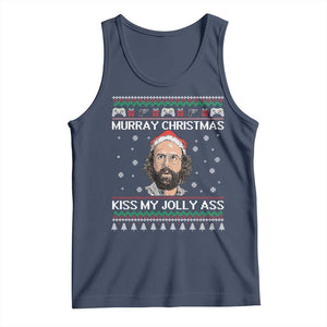 Stranger Christmas Tank Top Santa Murray Kiss My Jolly Ass TS14 Navy Print Your Wear