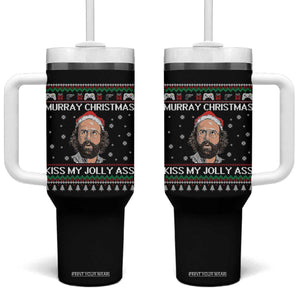 Stranger Christmas Tumbler With Handle Santa Murray Kiss My Jolly Ass TS14 One Size: 40 oz Black Print Your Wear